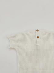 Ribbed Knit Tee Playsuit - Powder