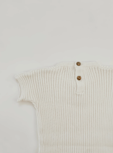 Ribbed Knit Tee Playsuit - Powder