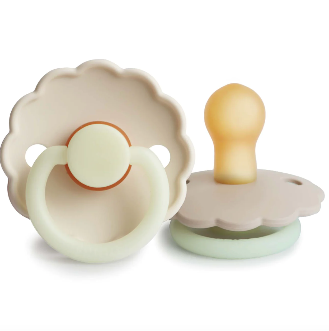 Frigg Daisy Night Rubber Pacifier - Croissant/Cream (0-6m)