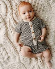 Kangaroo Romper - Charcoal Stripe