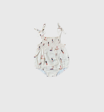 Tie Smocked Bodysuit - Surf