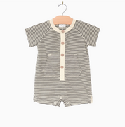 Kangaroo Romper - Charcoal Stripe