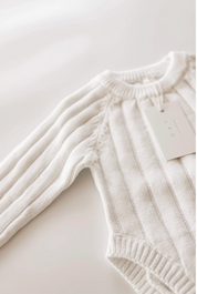 Wide Ribbed Knit Onesie - Dove