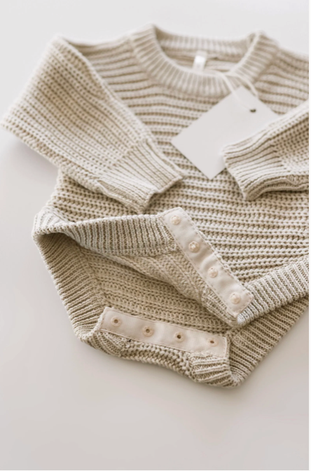 Chunky Knit Onesie - Biscotti