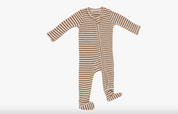 Zip Sleeper - Ribbed Camel Stripe