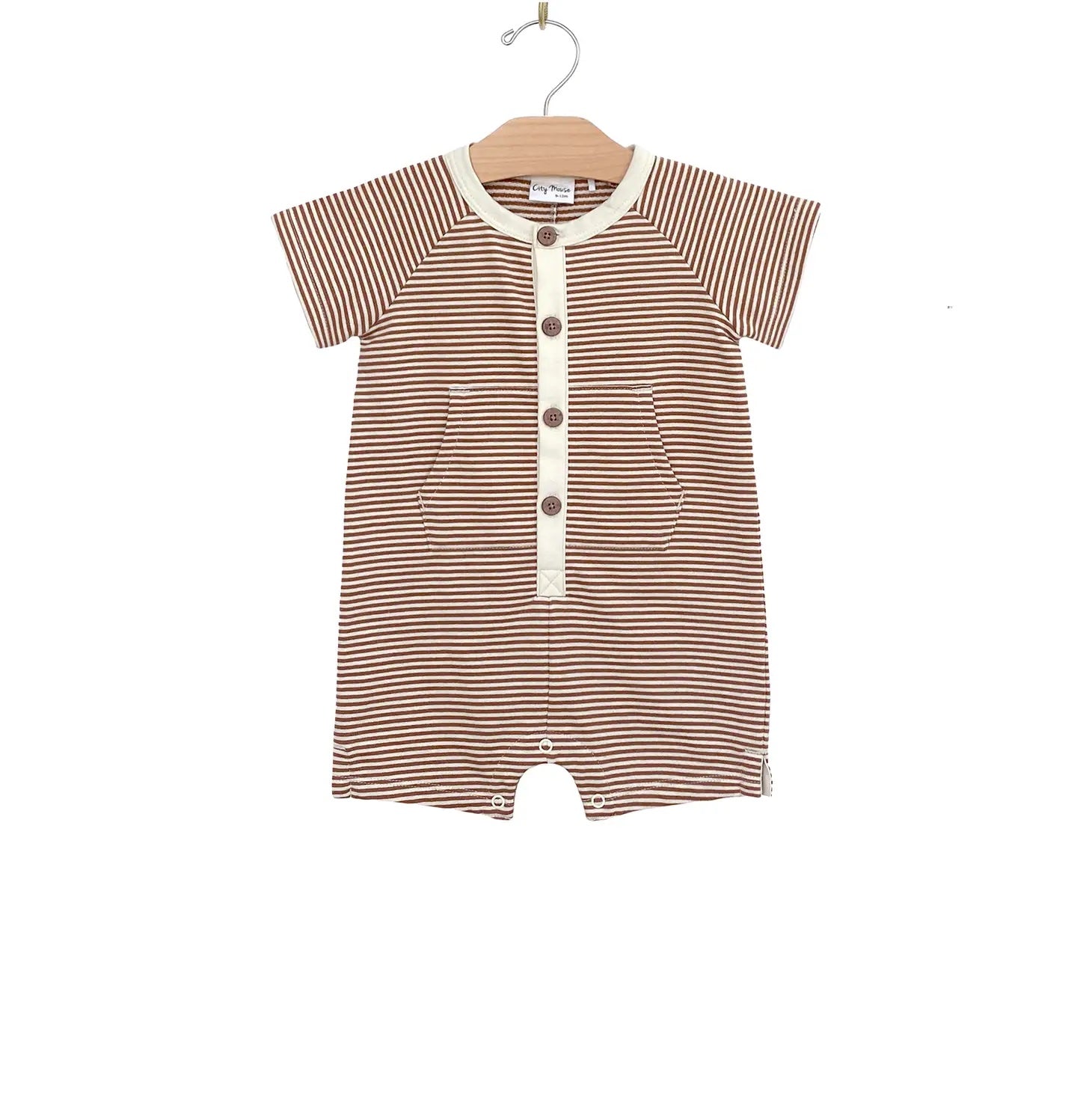 Kangaroo Romper - Rust Stripe