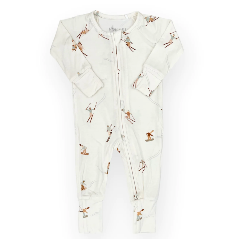 Bamboo Convertible Footie Pajamas - Neutral Ski